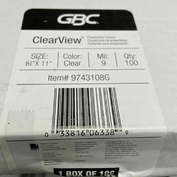 (100) GBC 974310 Clear View Premium Presentation Binding System Covers 8.5" X 11
