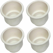 (4) White Plastic 2-Tiered Cup Holder For Boat Rv Car Truck Insert Truck